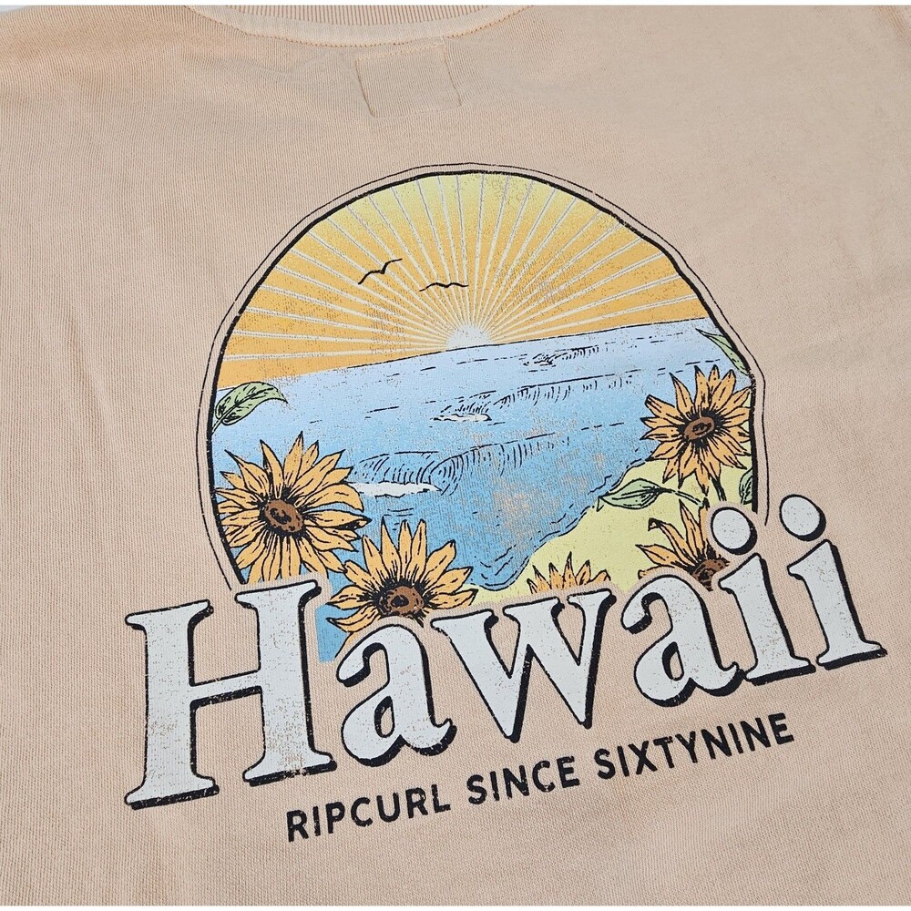 Rip Curl Womens L Hawaii Sweatshirt Peach Sunflower Surf Graphic Crewneck
